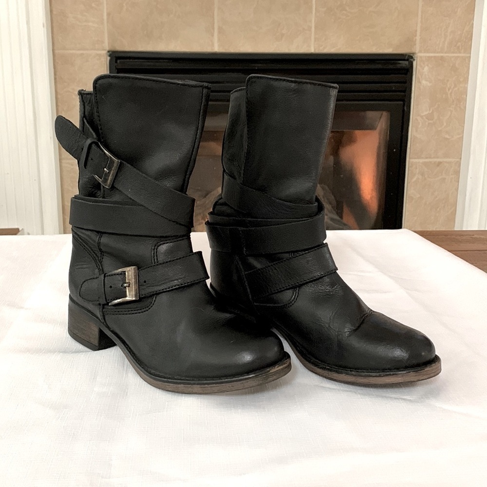 Black Leather Ankle Boots - Picture 2 of 7